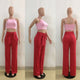 Womens Black Pants With Bow Wide Leg #Red SA-BLL666-3 Women's Clothes and Pants and Shorts by Sexy Affordable Clothing
