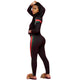 Hooded Casual Collar Striped Two-piece Pants Set #Black #Two Piece #Hooded #Striped SA-BLL2697-1 Sexy Clubwear and Pant Sets by Sexy Affordable Clothing