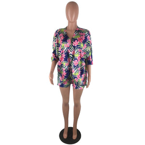 Dorian Printed Long Sleeve Two-pieces Shorts Set #Long Sleeve #Two Piece #Printed SA-BLL282704 Sexy Clubwear and Pant Sets by Sexy Affordable Clothing