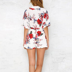 Summer Holiday Floral Print Romper #Romper #White # SA-BLL55340-2 Women's Clothes and Jumpsuits & Rompers by Sexy Affordable Clothing