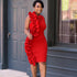 Sleeveless Red Ruffles Bodycon Dress #Plus Size #Sleeveless #Ruffles