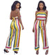 Colorful Striped Jumpsuit with Low Back #Two Piece #Striped #Straps SA-BLL282678 Sexy Clubwear and Pant Sets by Sexy Affordable Clothing