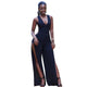 Black Cut Out Side Slit Shoulder-Strap Elegant Long Jumpsuit #Black #Cut Out #Deep V-Neck #Slit SA-BLL55539-1 Women's Clothes and Jumpsuits & Rompers by Sexy Affordable Clothing