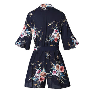 Summer Holiday Floral Print Romper #Romper #Blue SA-BLL55340-3 Women's Clothes and Jumpsuits & Rompers by Sexy Affordable Clothing