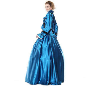 Civil War Period Ball Gown Costume Dress Blue Black Satin M-XL Hoop Skirt #Costumes #Blue SA-BLL1207 Sexy Costumes and Fairy Tales by Sexy Affordable Clothing