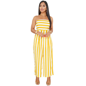 Mabel Mustard Striped Strapless Jumpsuit #Jumpsuit #Stripe #Strapless SA-BLL55454-1 Women's Clothes and Jumpsuits & Rompers by Sexy Affordable Clothing