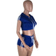 Play A Game Of Tennis Short Set - Royal/White #Stripe #Hooded #Crop Top SA-BLL282653-2 Sexy Clubwear and Pant Sets by Sexy Affordable Clothing