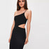 Black Cut Out One Shoulder Maxi Evening Dress #Maxi Dress #Black #Evening Dress