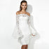 Occassional Off Shoulder Lace Dress With Wide Cuffs #Lace #White #Off Shoulder