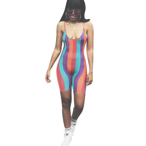 Rainbow Print Straps Bodysuit #Print #Straps #Rainbow SA-BLL8066 Women's Clothes and Bodysuits by Sexy Affordable Clothing