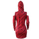 Women's Print Cold Shoulder Long Hoodies Club Dress #Red #Hooded SA-BLL27770-2 Fashion Dresses and Mini Dresses by Sexy Affordable Clothing