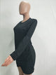 Long Sleeves Slits Mini Dress #Long Sleeve #Round Neck SA-BLL2092-1 Fashion Dresses and Mini Dresses by Sexy Affordable Clothing