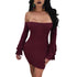 Plus Size Off the Shoulder Ruffle Sleeve Mini Dress #Bodycon Dress #Mini Dress #Red