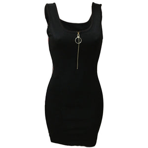 Speedy Vest Mini Dress - Black #Black #Sleeveless #Stripe #Zipper SA-BLL282479 Fashion Dresses and Mini Dresses by Sexy Affordable Clothing