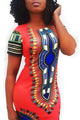 Fashion O Neck Short Sleeves Ethnic Print Mini Dress  SA-BLL27932 Fashion Dresses and Mini Dresses by Sexy Affordable Clothing