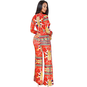 Deep V Digital Print Jumpsuit With Wide Leg #Jumpsuit #Deep V #Print SA-BLL55462-1 Women's Clothes and Jumpsuits & Rompers by Sexy Affordable Clothing