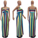 Multi Striped Straps Split Maxi Dress with Bow #Hole SA-BLL51446 Fashion Dresses and Maxi Dresses by Sexy Affordable Clothing
