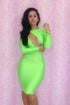 Hot Womens Crystal Neon Green Bodycon Evening Dress