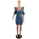 Sexy Blue Denim Ruffles Bodycon A-Line Dress #Ruffles #Denim #A-Line SA-BLL282701 Fashion Dresses and Bodycon Dresses by Sexy Affordable Clothing