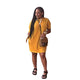 Sportswear Hooded Collar Yellow Mini Dress #Short Sleeve #Sportswear #Hooded Collar SA-BLL282674 Fashion Dresses and Midi Dress by Sexy Affordable Clothing