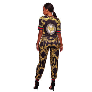 Gotti Black Yellow Multi-Color Print Two Piece Jogger Set #Yellow #Black #Pant Sets SA-BLL2029-2 Sexy Clubwear and Pant Sets by Sexy Affordable Clothing