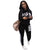 Explosive Casual Self-Cultivation Sexy Printing Campaign Two-Piece #Black #Long Sleeve #Two Piece #Printed SA-BLL2046-2 Sexy Clubwear and Pant Sets by Sexy Affordable Clothing