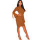 Caramel Ribbed Knit Mock Neck Lace Up Bell Sleeves Dress #Mini Dress # SA-BLL2052-1 Fashion Dresses and Bodycon Dresses by Sexy Affordable Clothing