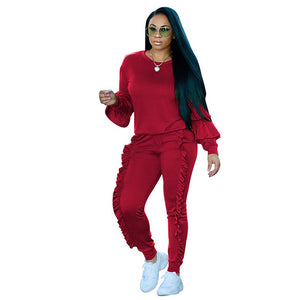 Fatima Ruffle Jogger Set #Two Piece #Ruffle SA-BLL28020-3 Sexy Clubwear and Pant Sets by Sexy Affordable Clothing