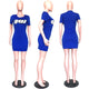 Blue Print Letter Dress #Blue #Short Sleeve #Round Neck #Print SA-BLL282587 Fashion Dresses and Mini Dresses by Sexy Affordable Clothing