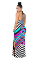 Fuchsia Tribal Print Halter Backless Slit Sexy Bodycon Maxi Dress #Mini Dress # SA-BLL51408-2 Fashion Dresses and Maxi Dresses by Sexy Affordable Clothing