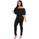 Solid Color Off Shoulder Jumpsuit With Ruffled #Off Shoulder #Ruffled SA-BLL55612-2 Women's Clothes and Jumpsuits & Rompers by Sexy Affordable Clothing