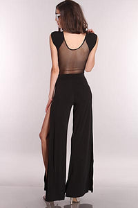 Black Mesh Cut Out Side Slits Jumper Outfit  SA-BLL5502-2 Women's Clothes and Jumpsuits & Rompers by Sexy Affordable Clothing