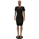 Perspective Mesh Stitching Midi Dress #Black #Mesh #Round Neck SA-BLL36226 Fashion Dresses and Midi Dress by Sexy Affordable Clothing