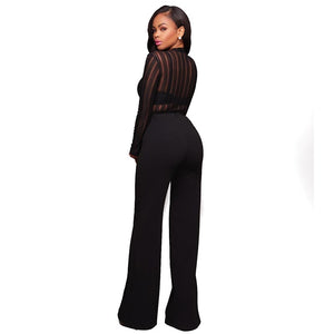 Kaden Black Striped Mesh Bodysuit #Bodysuit SA-BLL8008-1 Women's Clothes and Bodysuits by Sexy Affordable Clothing