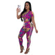 Casual Hooded Collar Floral Printed Two-Piece Pants Set #Short Sleeve #Two Piece #Hooded #Print SA-BLL282449-3 Sexy Clubwear and Pant Sets by Sexy Affordable Clothing