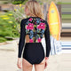 Long Sleeve Florals Cut Out Swimwear #Black SA-BLL32604-1 Sexy Swimwear and Bikini Swimwear by Sexy Affordable Clothing