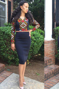 African Print Crop Top and Pencil Skirt Set  SA-BLL27937 Sexy Clubwear and Skirt Sets by Sexy Affordable Clothing