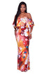 Mangoh Tangerine Multi-Color Off-The-Shoulder Maxi Dress