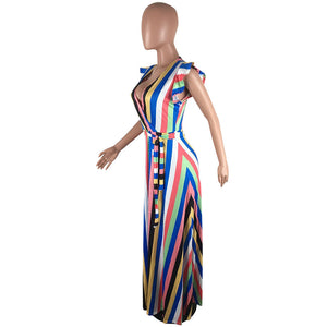 Ruffled Colorful Striped Princess Maxi Dress #Striped #Ruffled #Colorful SA-BLL51448 Fashion Dresses and Maxi Dresses by Sexy Affordable Clothing