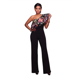 Felicia Black One Shoulder Ruffle Jumpsuit #Jumpsuit #Black SA-BLL55352-3 Women's Clothes and Jumpsuits & Rompers by Sexy Affordable Clothing