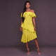 Alejandra Chartreuse Ruffle Midi Dress #Midi Dress #Dress SA-BLL36180 Fashion Dresses and Midi Dress by Sexy Affordable Clothing