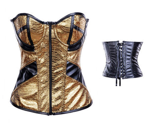 Plus Size Front Zip Sexy Corset Gold  SA-BLL4253-4 Plus Size Clothing and Plus Size Lingerie by Sexy Affordable Clothing