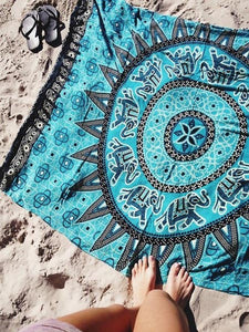 Enjoy Blue SunFlower Beach Towel Blanket  SA-BLL38375 Sexy Swimwear and Beach Towel by Sexy Affordable Clothing