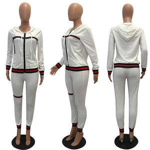 Trendy Zipper Up Casual Pantsuit With Hooded #Tracksuit #Two Piece #Hooded SA-BLL28018-1 Sexy Clubwear and Pant Sets by Sexy Affordable Clothing