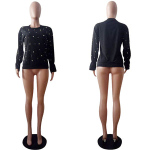 Pearl Overload Top #Black SA-BLL672 Women's Clothes and Blouses & Tops by Sexy Affordable Clothing