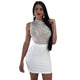 Sexy Sleeveless Solid Color Mini Dress With Sequins #White #Sleeveless #Mesh #Sequins SA-BLL2080-1 Fashion Dresses and Mini Dresses by Sexy Affordable Clothing