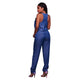 Leanne Blue Chambray Front Zipper Jumpsuit #Jumpsuit #Blue SA-BLL55351 Women's Clothes and Jumpsuits & Rompers by Sexy Affordable Clothing