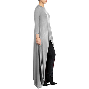Plain Color High-Low Long Top #Grey #Bat SA-BLL491-1 Women's Clothes and Blouses & Tops by Sexy Affordable Clothing