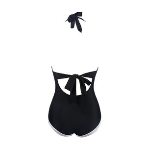Women's Hanging Neck Halter Triangle Type One Piece Bathing Suit #Black SA-BLL32608 Sexy Swimwear and Bikini Swimwear by Sexy Affordable Clothing