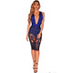 Patchwork Lace Hollow-out Sleeveless Elegant Midi Dress #Midi Dress #Blue SA-BLL36148-2 Fashion Dresses and Midi Dress by Sexy Affordable Clothing